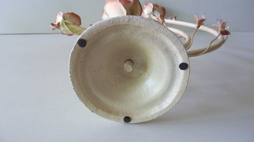 Vintage Shabby Chic Toleware Metal Candalabra ROSES, PRISIMS Candle Holder - Picture 17 of 20