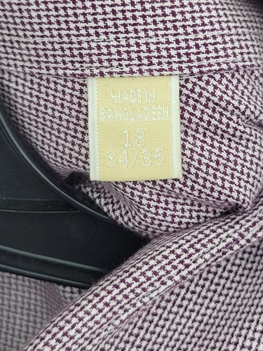 Michael Kors Shirt Mens 18 34/35 Purple Houndstooth Long Sleeve Button Up Preppy - Picture 4 of 8