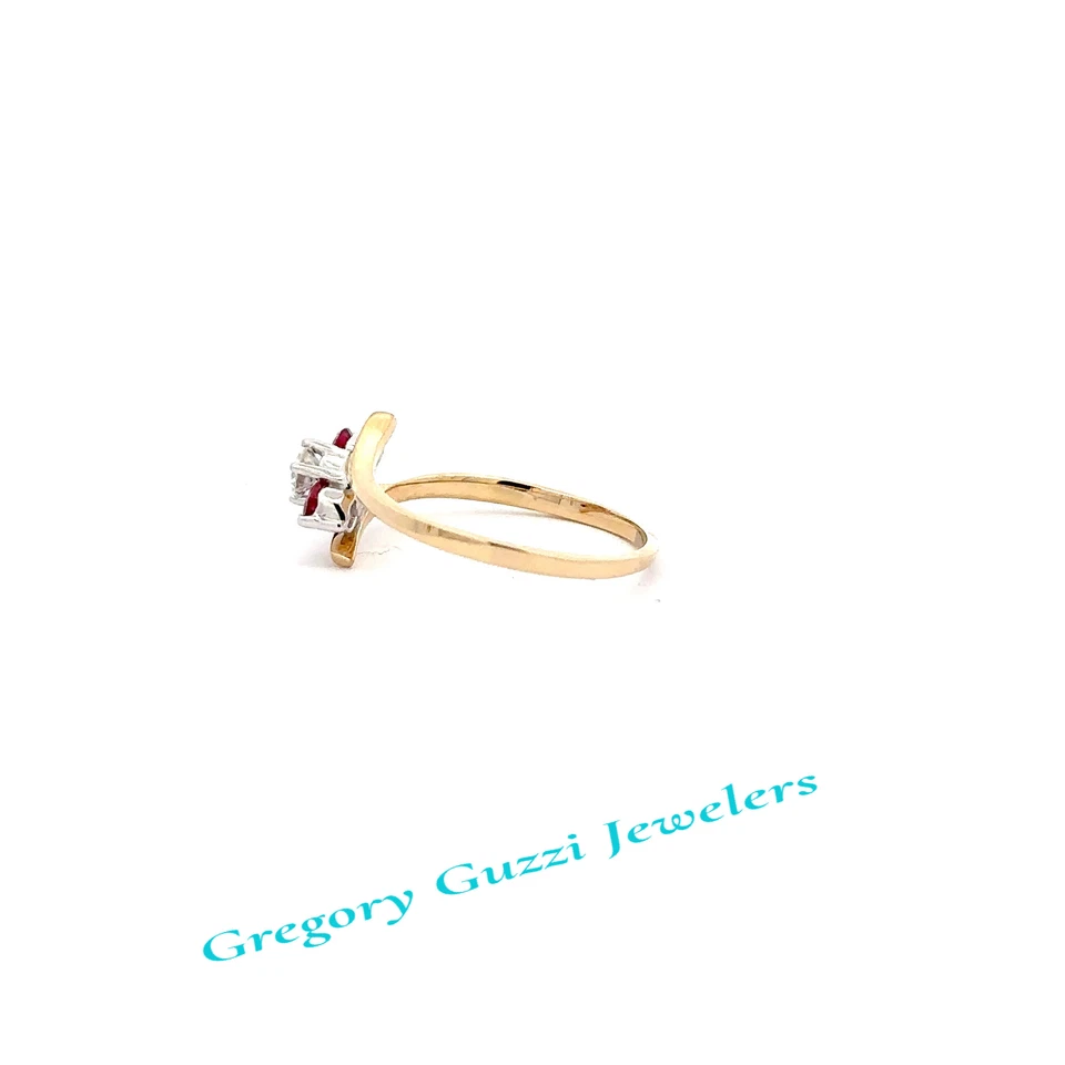 14KT. Yellow Gold Three Stone Ruby And Diamond Ring (Size 7) - Image 4 of 4