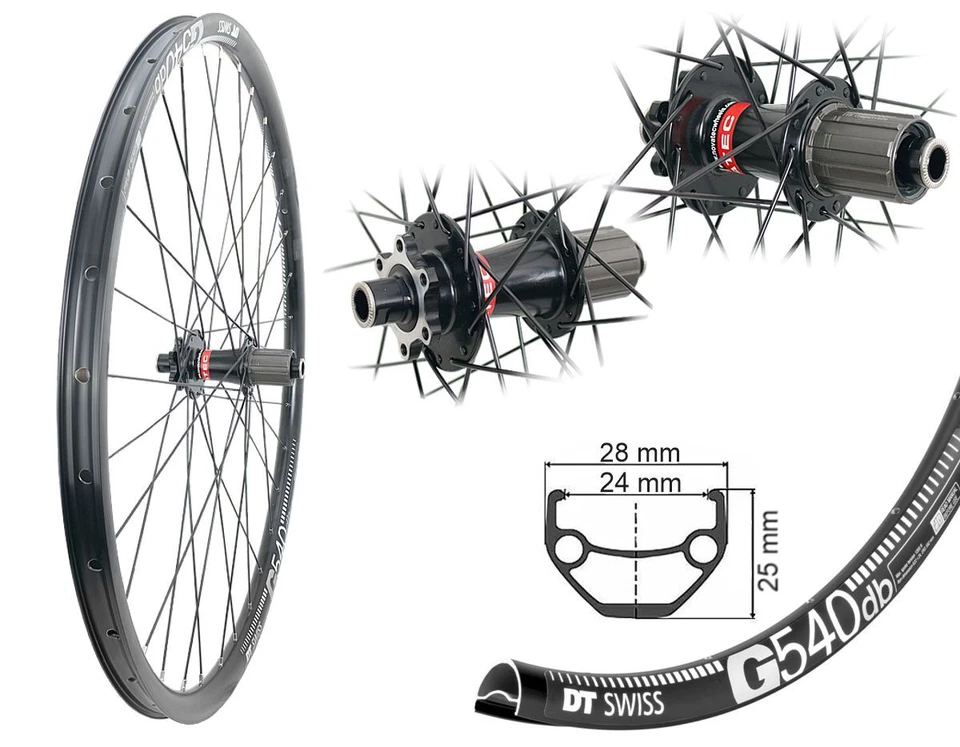 BÄRWINKELS Hinterrad 28" 24-622 DT Swiss Hohlkammer Gravel Disc Steckachse 142/12mm 8-10f.