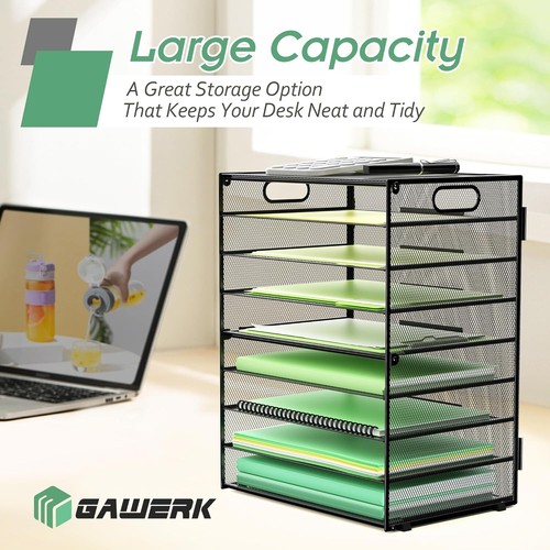 9-Tier Paper Organizer Letter Tray with Handle, Mesh File 9-tier (Black) - 第 5/7 張圖片