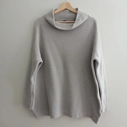Free People Ottoman Slouchy Tunic Sweater Gray Ribbed Knit Mock Neck Oversize XS - Picture 3 of 16