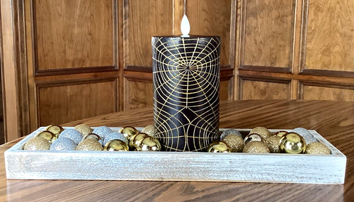 Luminara Black and Gold Spider Web Flameless LED Moving Flame Pillar Candle - Picture 4 of 10
