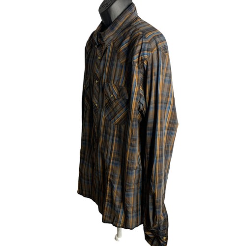Wrangler Western Pearl Snap Hemd XL braun kariert Brusttaschen Sägezahnpasse - Bild 3 von 6