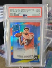 2017 Donruss Optic - Rated Rookie Red and Yellow Prizm Patrick Mahomes II PSA 9