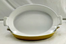 DESCOWARE 13.5" Oval Cast Iron Enamel OAG 34 Yellow Gold Mustard Baker Casserole