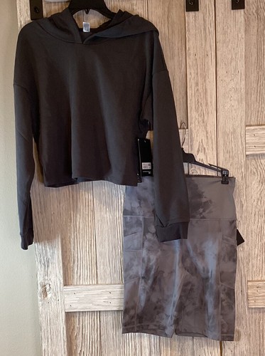 90 Degree by Reflex Womens Dark Gray Crop Comfy Cozy Hoodie Shorts   XL 0106 - Bild 2 von 10