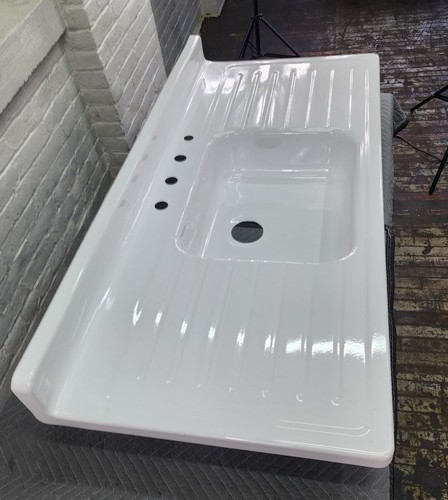 Kitchen Sink double drainboard professionally refinished stamped steel - Picture 7 of 14