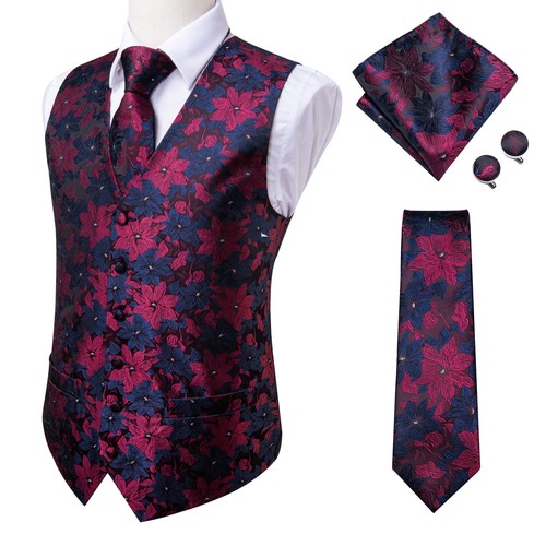 50 Colors Mens Vest Sleeveless V-Neck Pockets Waistcoat Without Tie Set Wedding - Picture 100 of 209