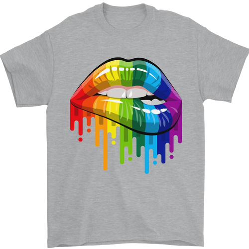 LGBT Bitten Rainbow Lip Gay Pride Day Mens T-Shirt 100% Cotton - Picture 100 of 104