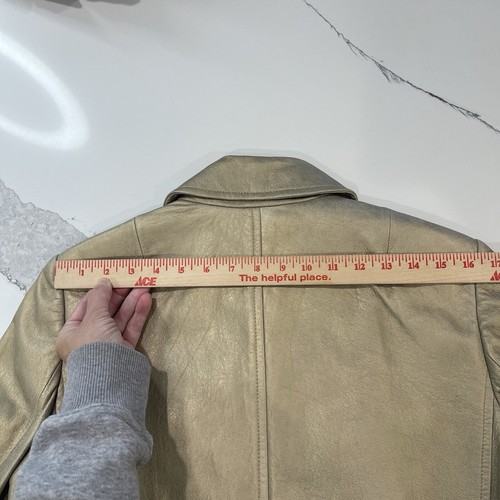 Dana Buchman Leather Jacket Womans Sz 10 Gold Lined Pockets Career Casual Formal - Picture 16 of 18