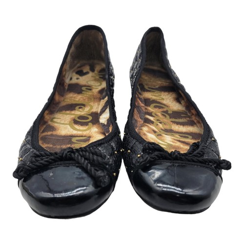 Sam Edelman Damenschuhe Größe 7,5 Calypso schwarze Ballerinas goldene Ösen - Bild 2 von 8