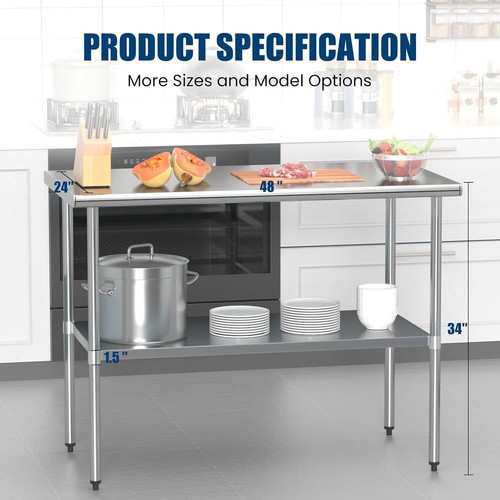 Stainless Steel Commercial Kitchen Reataurant Work Food Prep Table Work Tables - Picture 31 of 53