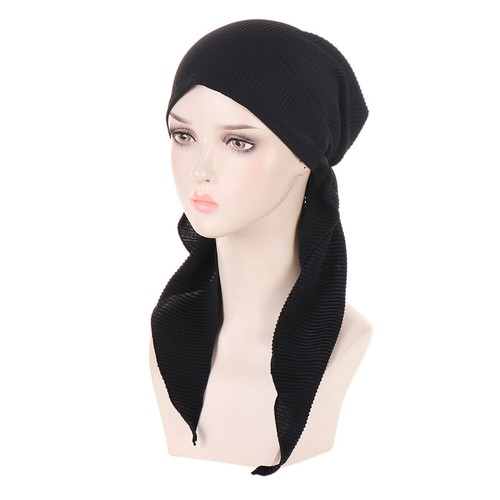 Muslimische Hijab Mütze Damen Turban Kopftuch Halstuch Haube Long Tail Chemo Caps Mützen - Bild 3 von 44