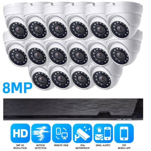 Sistema CCTV 8 MP 16CH 4K Ultra HD DVR telecamera dome kit sicurezza domestica notte + HDD da 4 TB - Foto 15 di 16