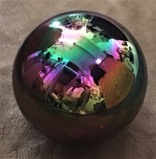 6" Rainbow Hand Blown Glass 6 inch Gazing Ball Made In USA Indoor Outdoor