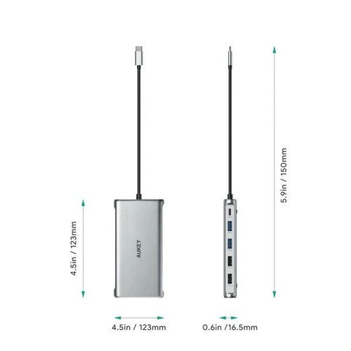Aukey CB-C78 Multi Hub USB C 12 in 1: Gigabit Ethernet HDMI VGA USB C SD microSD - Photo 9/10