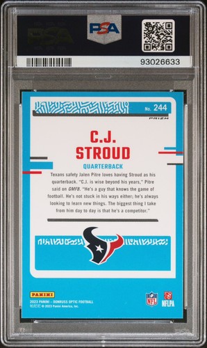 2023 PANINI DONRUSS OPTIC - CJ STROUD - BLUE GLITTER RATED ROOKIE - PSA 9 POP 4 - Picture 3 of 5