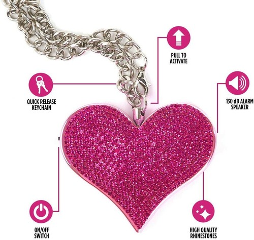 Guard Dog Security Pink Heartbeat Keychain with 130dB Siren Alarm for Women - Bild 2 von 6