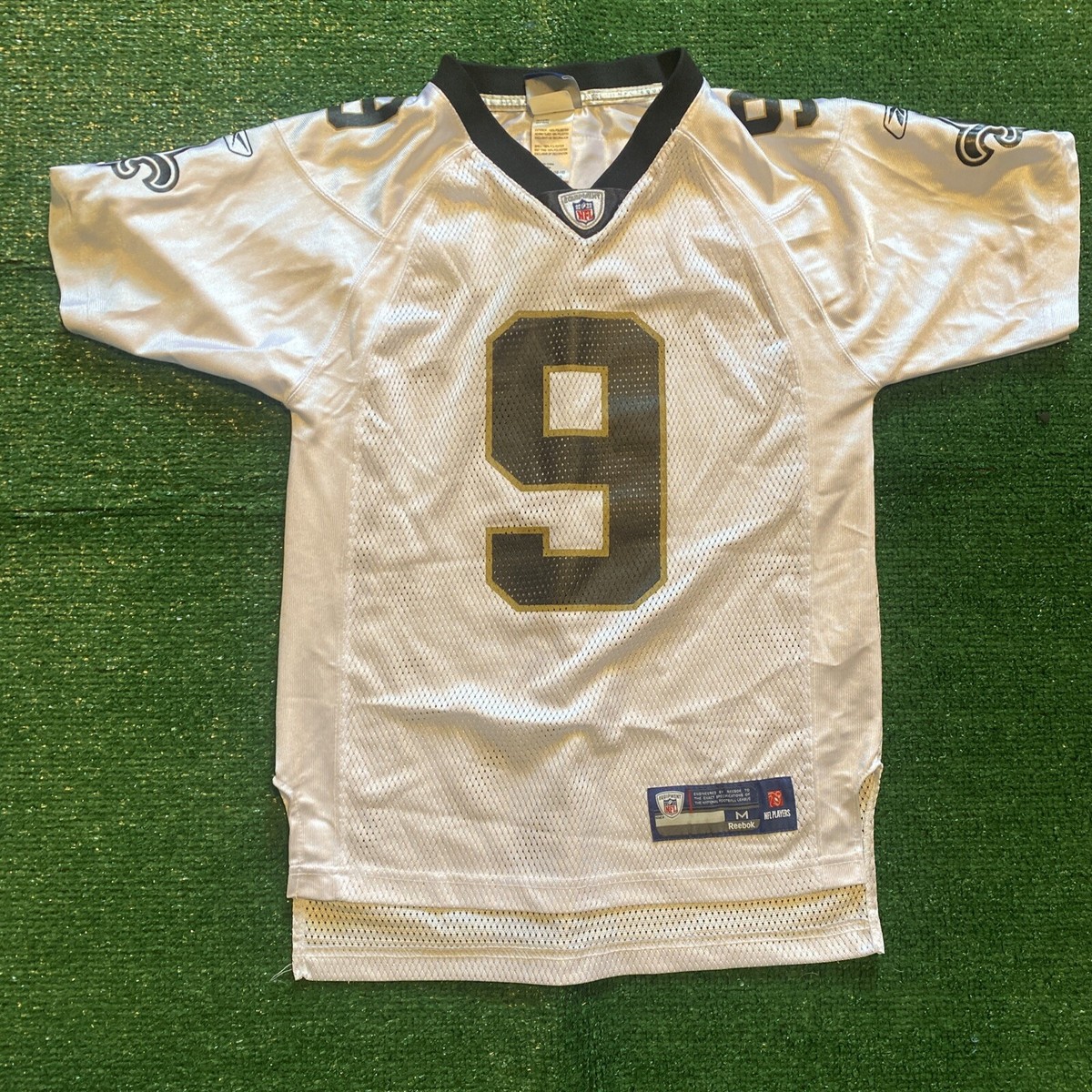 Reebok New Orleans Saints #9 Drew Brees Youth Medium White Football Jersey