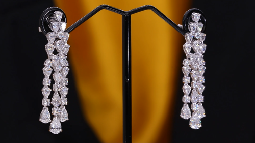 3.95 Ct Real SI/H Pear Round Diamond Dangle Drop Earrings Jewelry 14k White Gold - Video 1 of 1