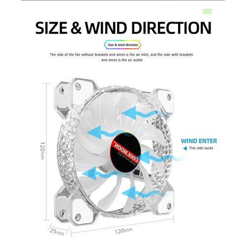 12cm 4Pin 12V Cooling Fan Desktop Chassis CPU PWM ARGB AURA Cooler - Afbeelding 12 van 12