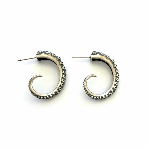 Vintage Silver Gothic Squid Tail Octopus Stud Tentacles Earrings Jewerly Fashion - Picture 1 of 7