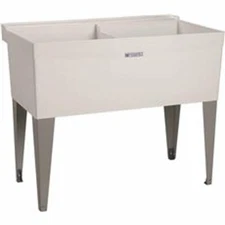 Sink 2 Well Utilatub 36-Gallon Floor-Mount Utility Tub, 40 X 34 X 24 In., White