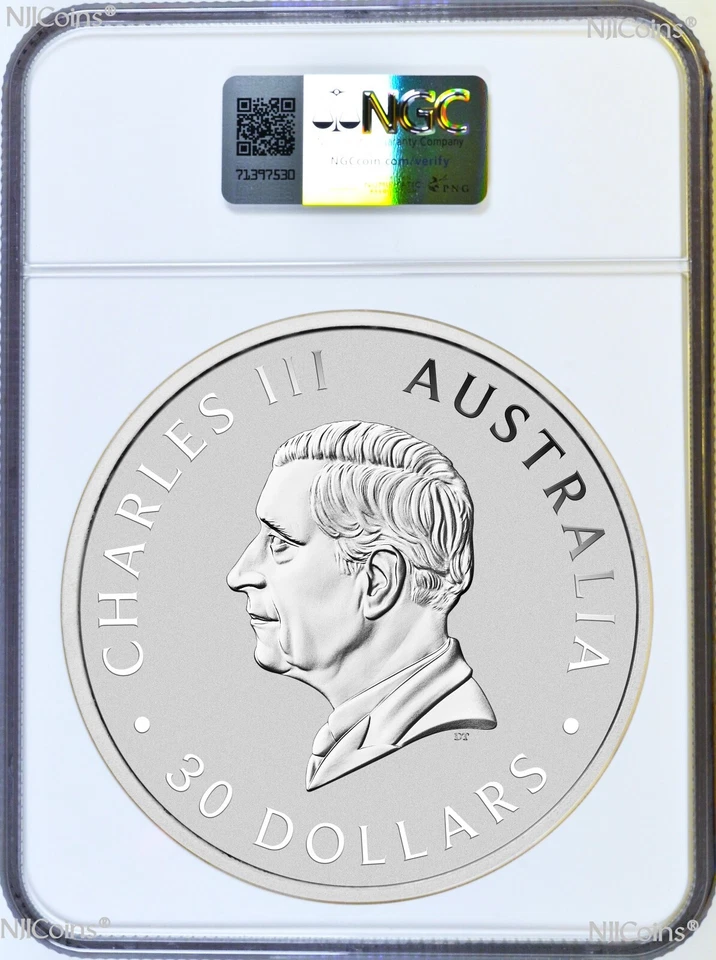 Moneda de 30 dólares de plata Koala 2024 1 kilo .9999 NGC MS70 1ª versión 32,2 oz FR Foto 2 de 2