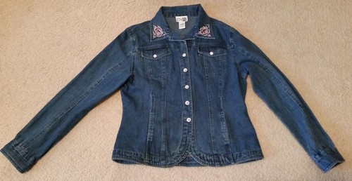 woman's Step In Style rhinestone jacket small wiith rose on back Size 10 - Bild 2 von 11