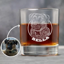 Custom Pet Portrait Whiskey Glass Gifts - Pet Lovers, Dog Memorial Keepsake