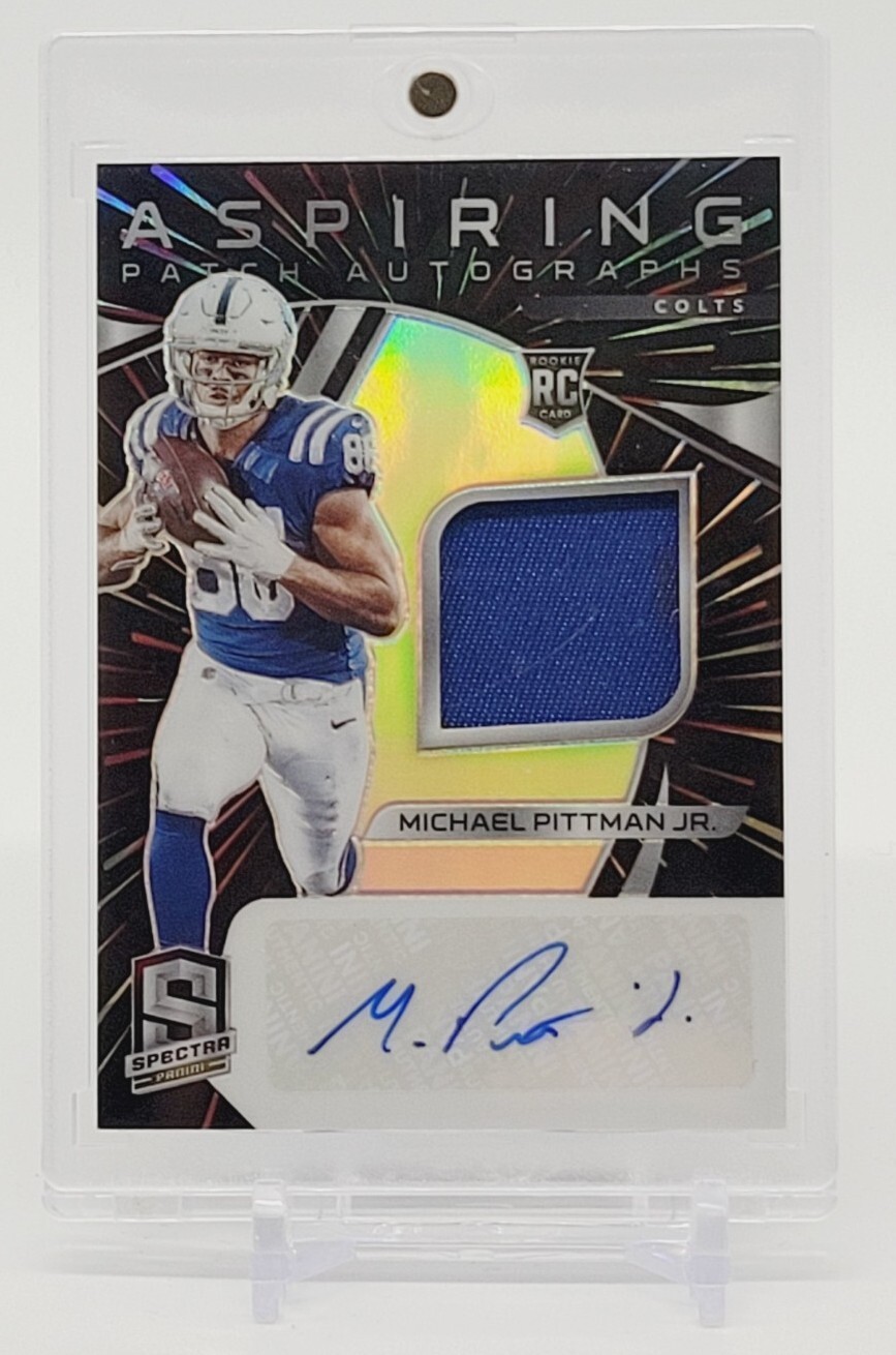2020 Panini Spectra Aspiring Patch Autographs #9 Michael Pittman Jr. Hyper 75/75