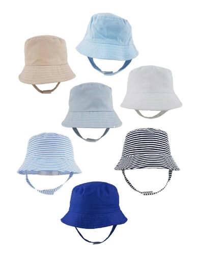Baby Boys Sun Hat Chin Strap Summer Beach Bucket Cap 0 3 6 9 12 18 24 36 Months - Picture 2 of 50