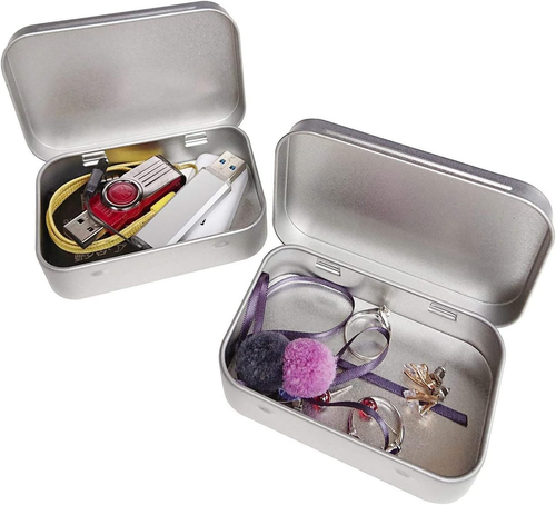 6 Pcs Metal Hinged Tin Box Container Mini Portable Small Storage Container Kit w - Picture 6 of 12