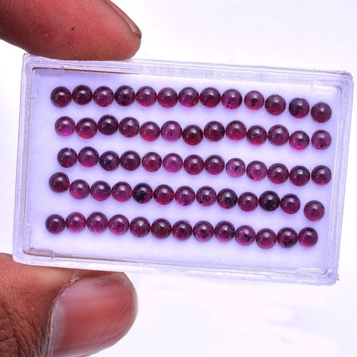 65 Stck. Natürlicher Granat Rund Cabochon 3 mm Unbehandelt Lose Edelsteine Großhandel Posten - Bild 3 von 4