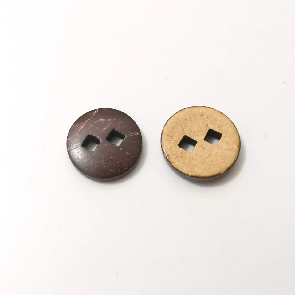 Rare circular square Natural coconut shell buttons 15mm 2 hole 3 mm DIY charm - Image 2 of 4
