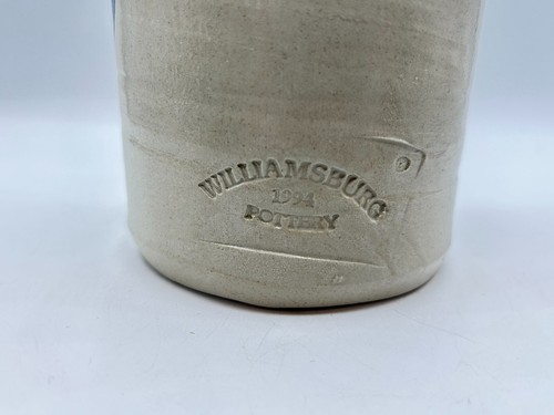 Williamsburg 1994 Pottery Blue Leaf Salt Glaze Candle Holder - Picture 5 of 8