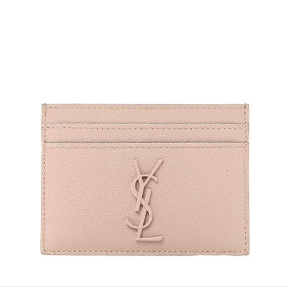 NWT Rare YSL SAINT LAURENT Grain De Poudre Monogram Credit Card Holder Case Rose eBay