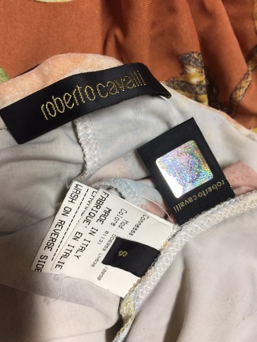 Roberto Cavalli Vintage Gold Metallic Sea Life bedruckt offener Rücken Trikot Kleid S - Bild 10 von 10