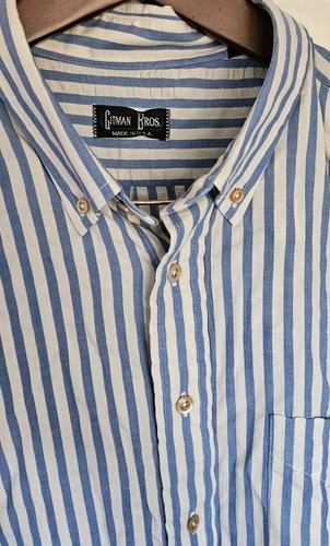 Gitman Bros USA Blue & White Mens XXL Cotton S/S Shirt Pearl Button MINT Cond - Picture 6 of 12