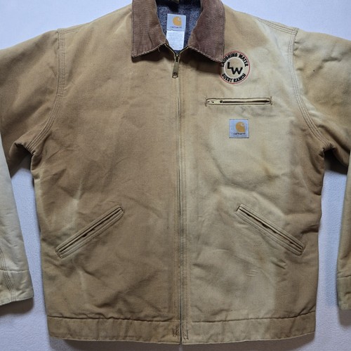 VTG Carhartt Jacket Detroit J01 Mens 44 T Blanket Lined Faded Thrashed Made USA - Picture 3 of 16