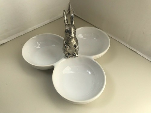 Nuevo Cerámica Granero Georgia Conejo Triple Acondimento Plato para servir en caja - Imagen 4 de 5