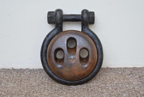 antique wooden old ships rigging block wooden pulley hoist dead eye deadeye - Picture 5 of 8