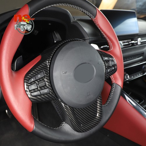 ABS Carbon Steering Wheel Button Frame Trim Cover For GR Supra A90 A91 2019-22 - Imagen 4 de 11