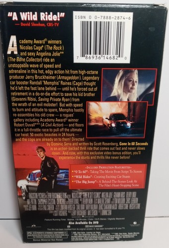 Gone in 60 Seconds (VHS, 2001, Exclusive Video Bonus Edition) - Imagen 2 de 3