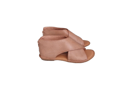 B.O.C. Bria Damen US 6 M Herren Made Hellbraun Crossover Reißverschluss Absatz offene Zehenpartie flache Sandalen