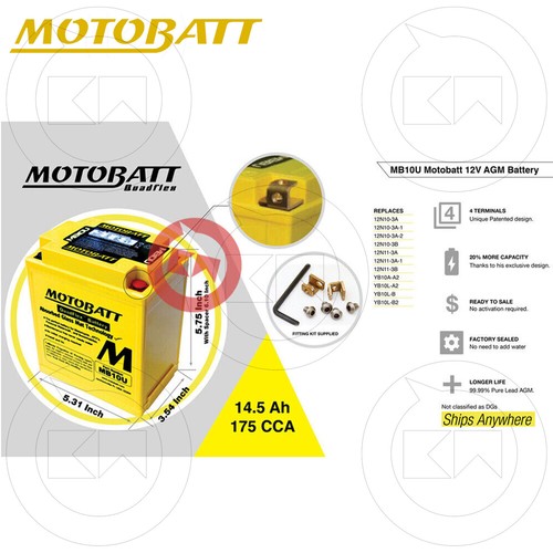 Verbesserte Batterie MOTOBATT MB10U Versiegelt Piaggio X8 200 2003-2004 - Bild 4 von 4