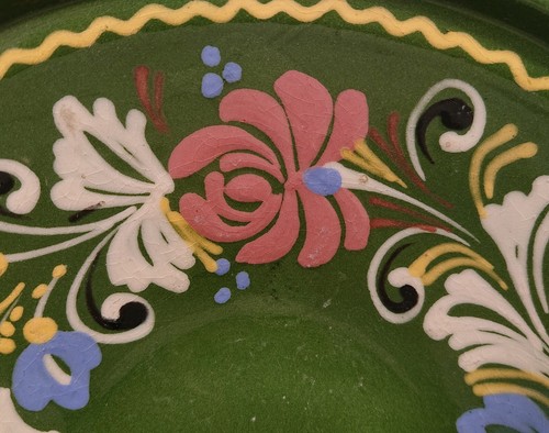 Schale Schüssel Anbietschale bäuerliche Keramik Volkskunst floral handbemalt - Bild 8 von 12