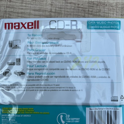 Maxell CD-R  5 Pack Blank Audio Music Data Recordable 80min 700MB Disc Slim Case - Picture 3 of 9