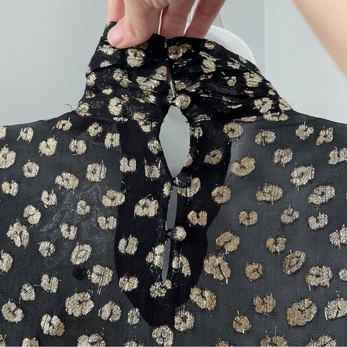 Blusa de cuello alto metálica transparente Mille Charlotte talla mediana nueva con etiquetas - Imagen 11 de 15